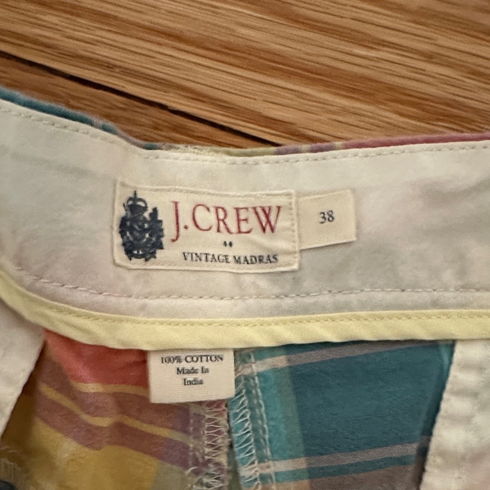 J.Crew Vintage Madras Faded Colorful Plaid Men's Shorts - Picture 2 of 3